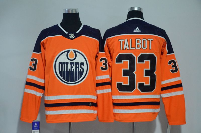 Men Edmonton Oilers 33 Talbot Orange Hockey Stitched Adidas NHL Jerseys